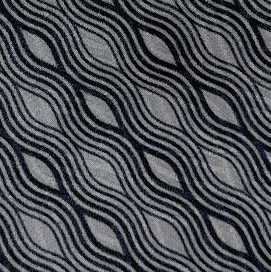 Emporio Armani Mens Light Grey Navy Wavy Geometric Tie – Made in Italy
