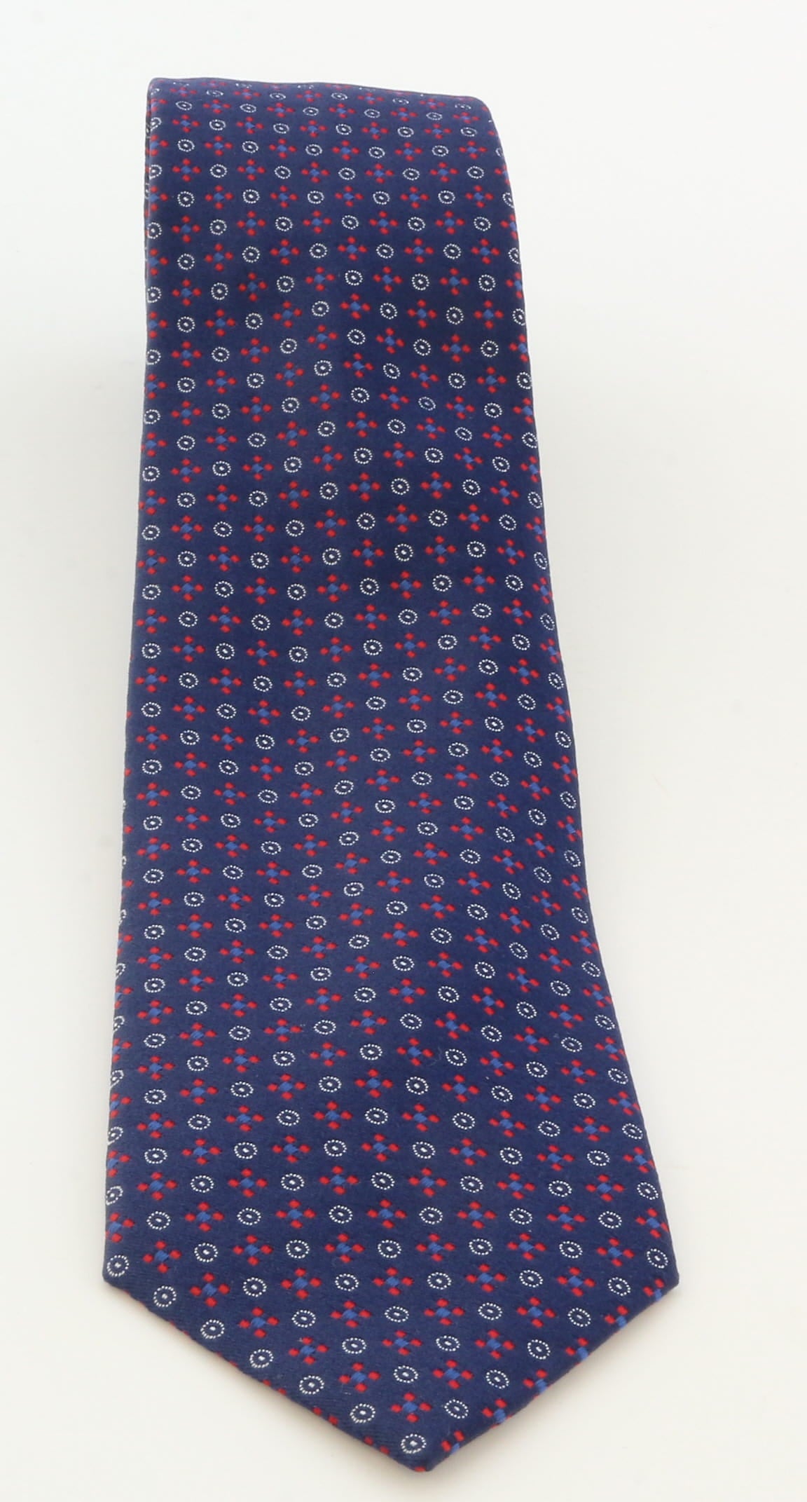 Emporio Armani Midnight Blue Circle Graphic Polyester-Silk Blend Tie – 3in