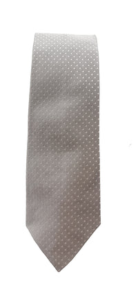 Emporio Armani Silver White Dotted Silk Tie – 3in
