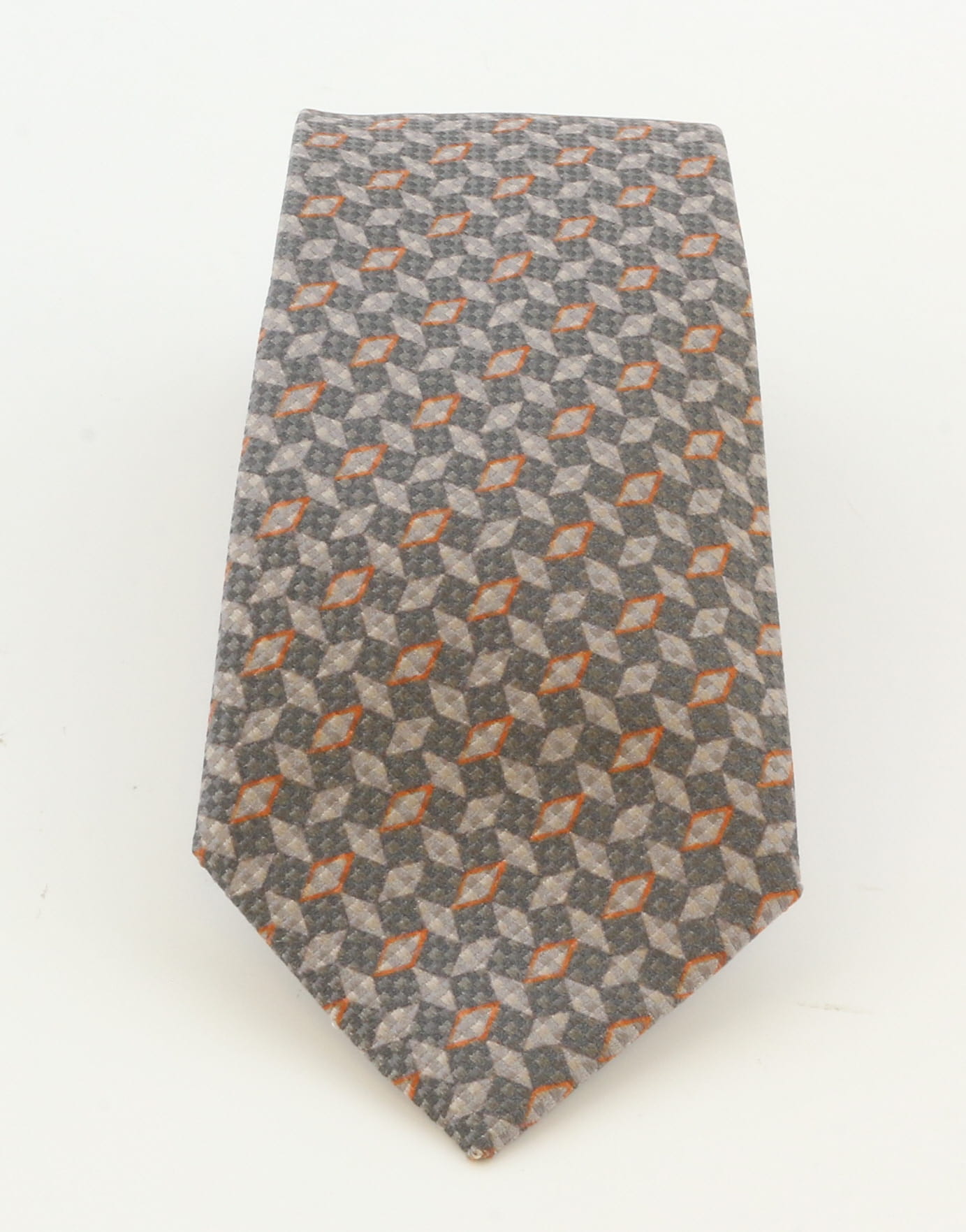 Emporio Armani Dark/Dove Grey Orange Diamond Silk Tie – 3in