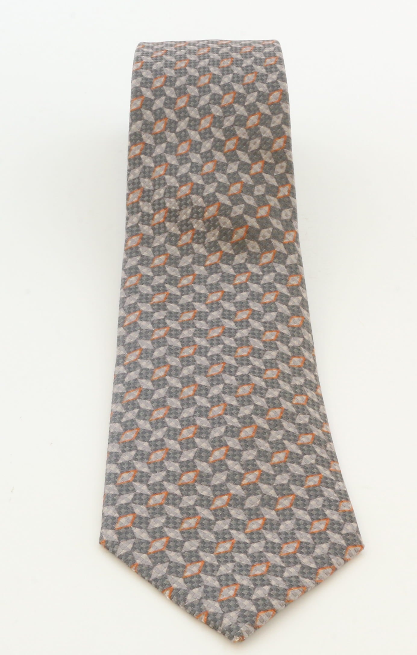 Emporio Armani Dark/Dove Grey Orange Diamond Silk Tie – 3in