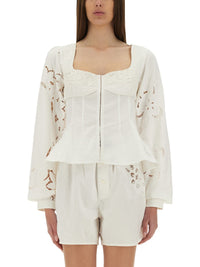Marine Serre Women Upcycled Linen Top
