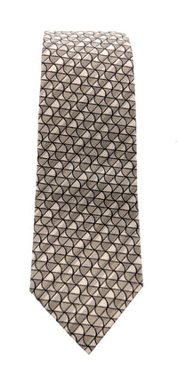 Emporio Armani Mens Khaki Geometric Abstract Tie – Made in Italy