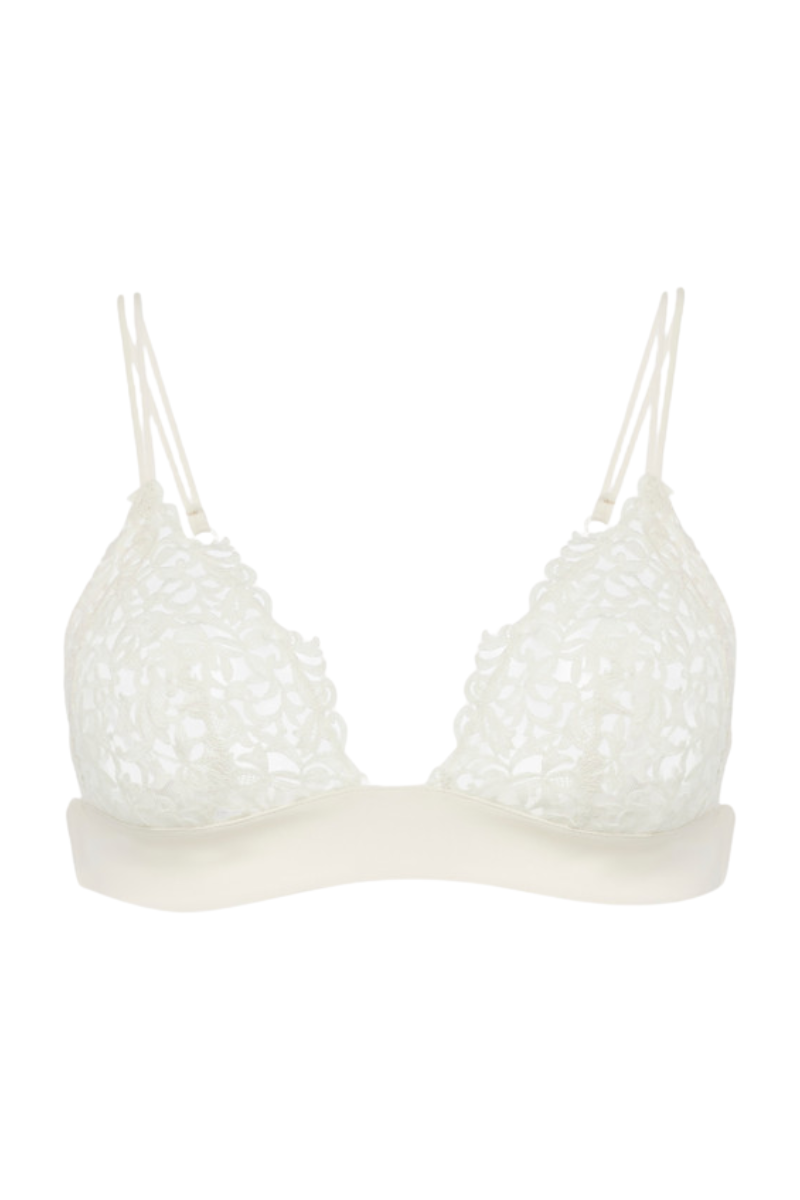 La Perla Off-White Triangle Bra With Macramé Cfi906335