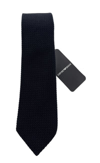 Emporio Armani Mens Blue Knitted Tie – Made in Italy
