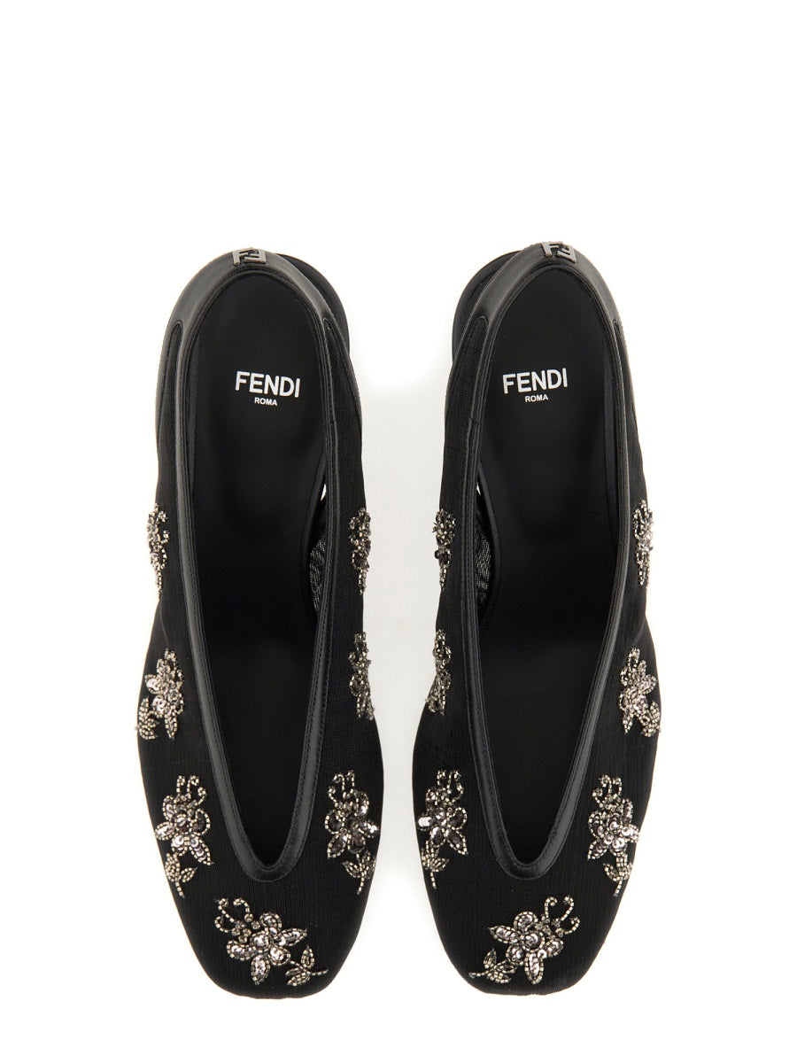Fendi Women Slingback With Embroidery