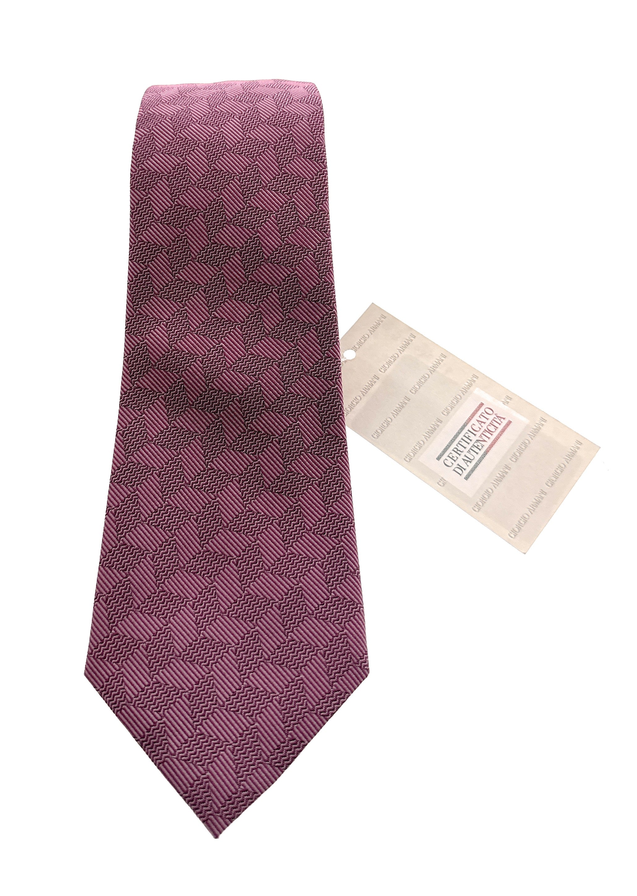 Emporio Armani Men’s Red Geometric Silk Necktie, 3"