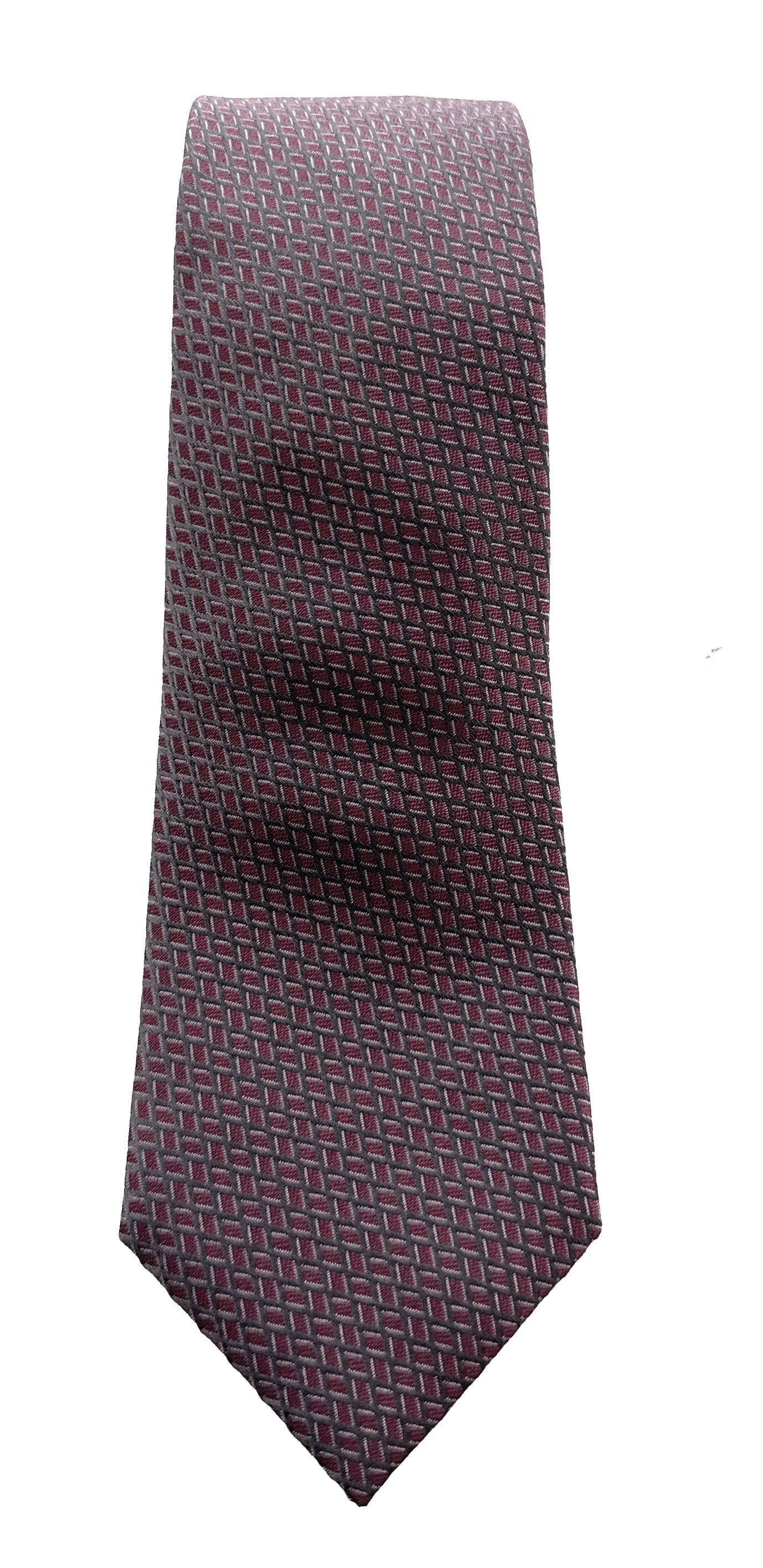 Emporio Armani Silver and Pink Small Diamond pattern Men's Tie – Made in Italy