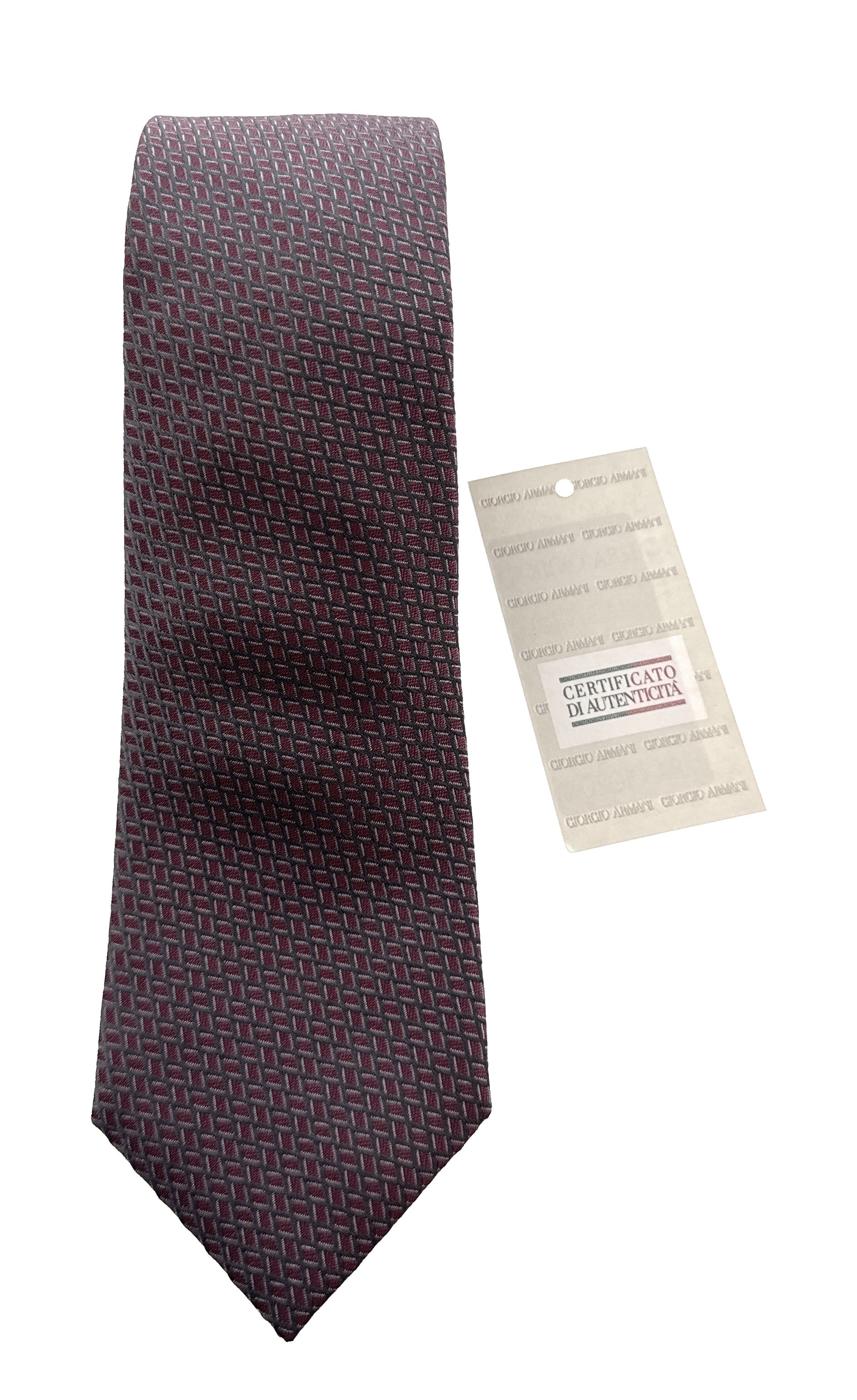 Emporio Armani Silver and Pink Small Diamond pattern Men's Tie – Made in Italy