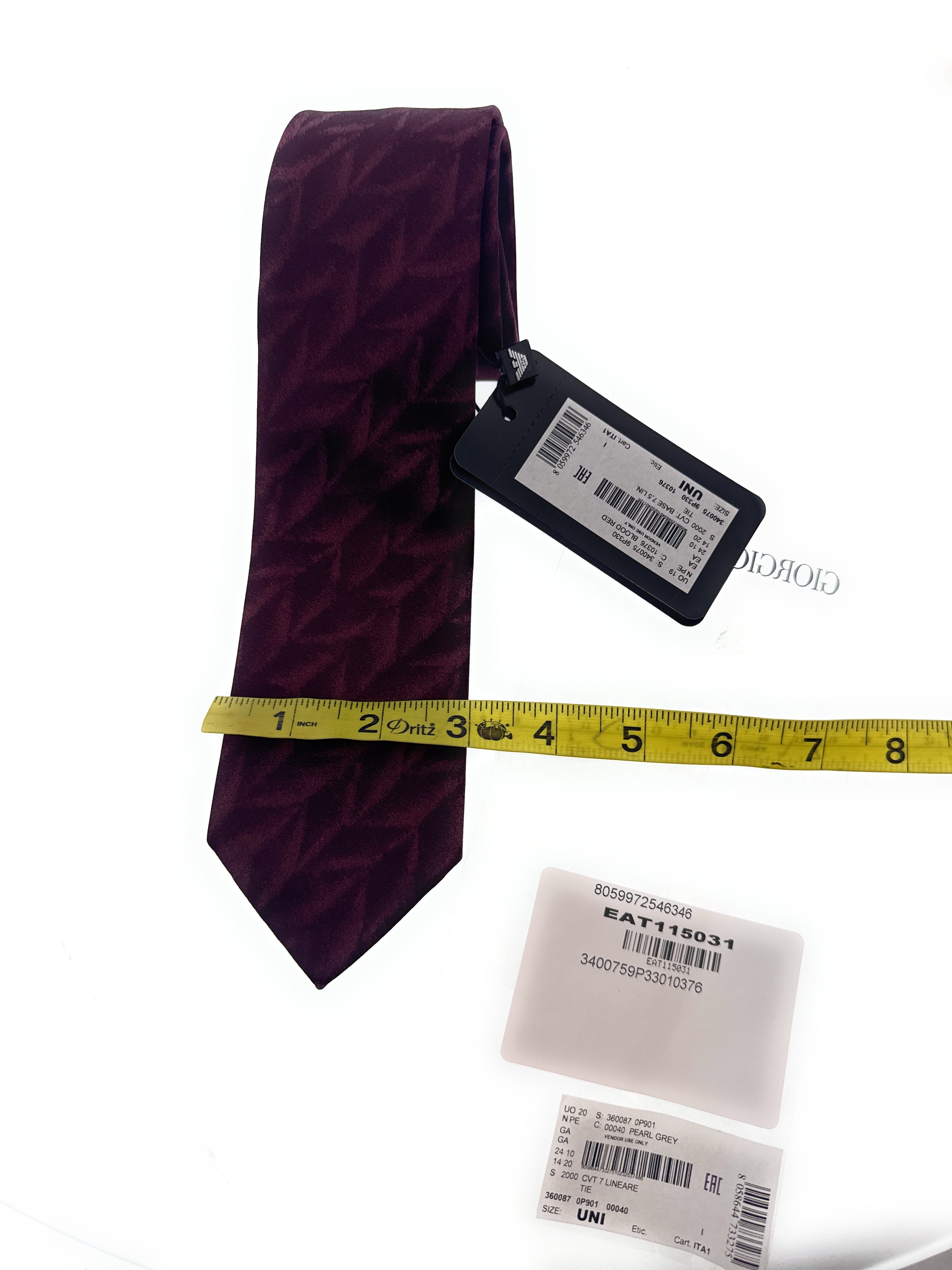 Emporio Armani Blood Red Feather Silk Tie – 3in