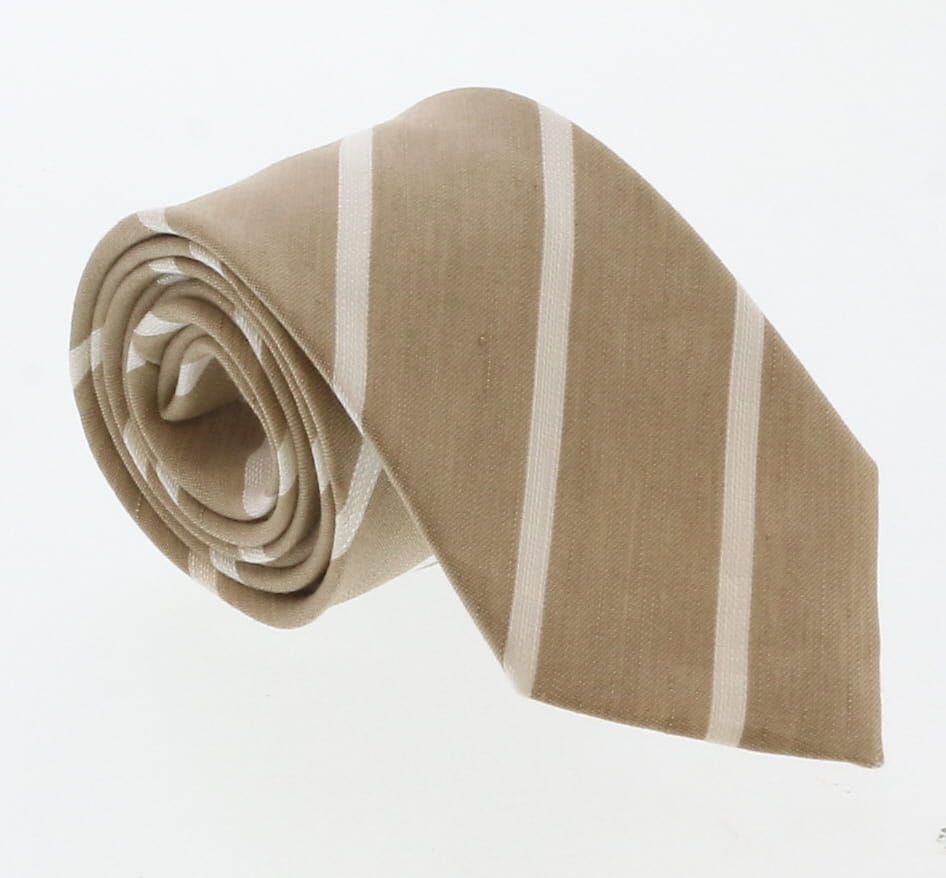 Emporio Armani Sand Striped 100% Silk Mens Tie