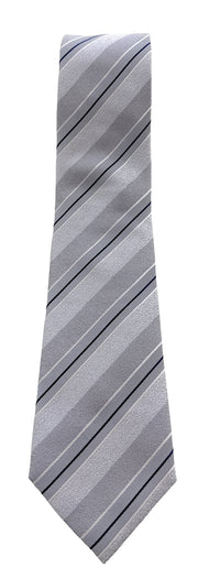 Emporio Armani Men's Silver Grey Striped Textured Weave Tie, 3"