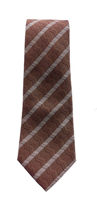 Emporio Armani Mens Orange White Herringbone Stripe Tie – Made in Italy
