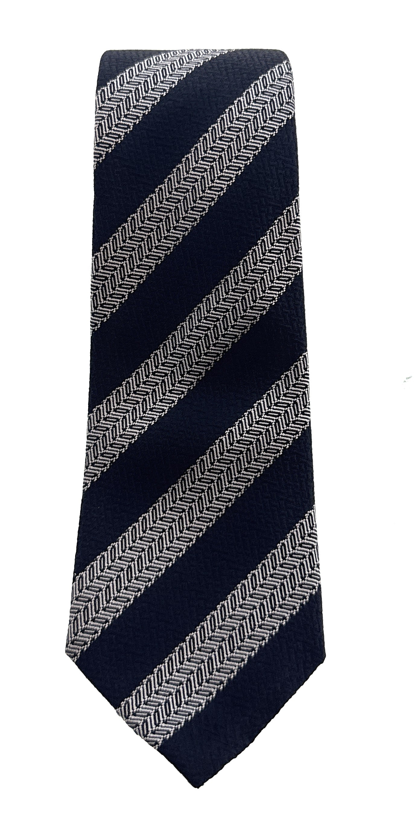 Emporio Armani Dark Green Silver Striped Men's Tie, 3"
