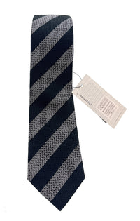 Emporio Armani Dark Green Silver Striped Men's Tie, 3"