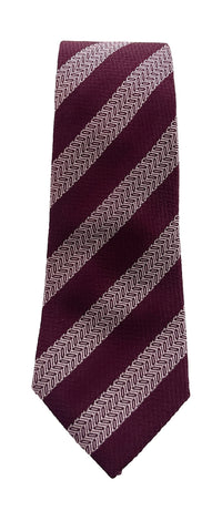 Emporio Armani Burgundy White stripe Men's Tie, 3"