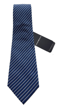 Emporio Armani Night Blue Striped Silk Tie – 3in