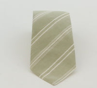 Emporio Armani Mens Khaki White Stripe Tie – Made in Italy