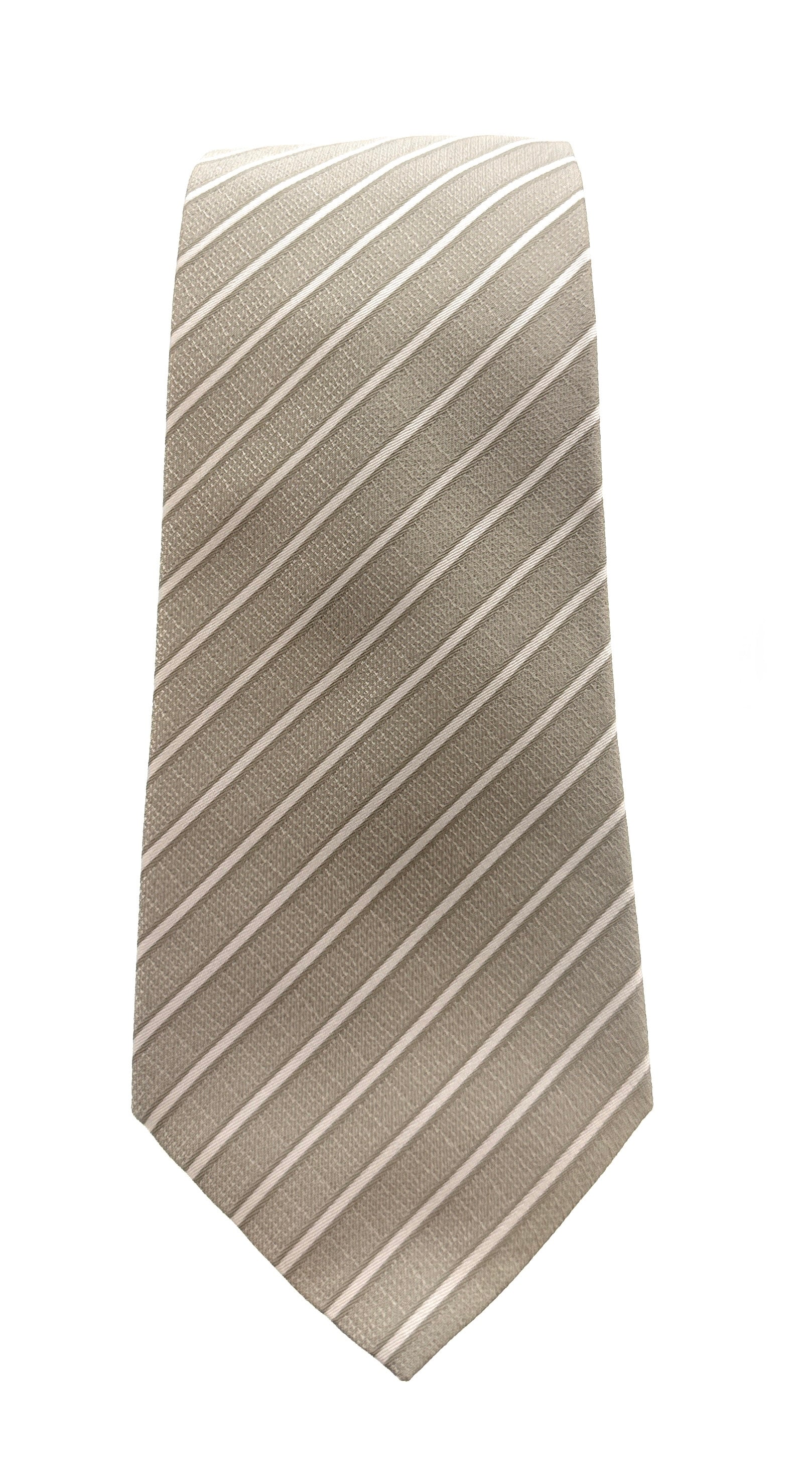 Emporio Armani Khaki white Stripe Silk Tie – 3in