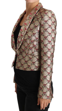 Dolce & Gabbana Dolce & Gabbana Gold Floral Sequined Blazer Coat Women's Jacket