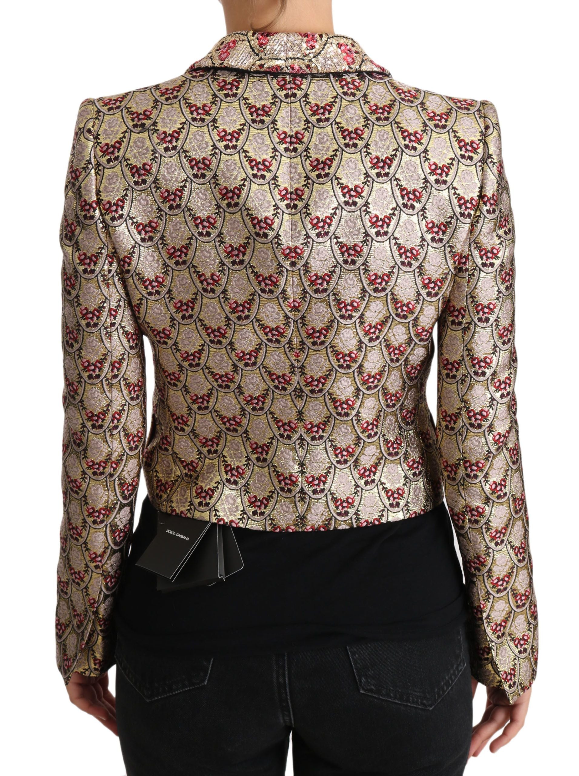 Dolce & Gabbana Dolce & Gabbana Gold Floral Sequined Blazer Coat Women's Jacket