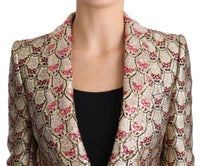 Dolce & Gabbana Dolce & Gabbana Gold Floral Sequined Blazer Coat Women's Jacket