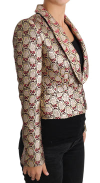 Dolce & Gabbana Dolce & Gabbana Gold Floral Sequined Blazer Coat Women's Jacket