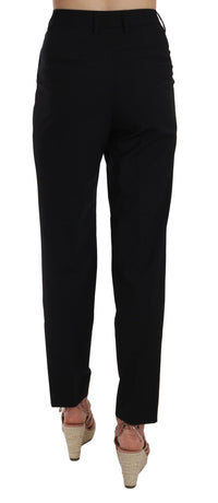 Dolce & Gabbana Black Button Pleated Tapered Trouser Women's Pants