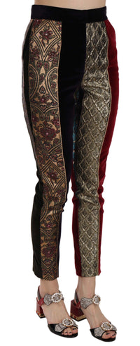 Dolce & Gabbana Multicolor Jacquard Cropped Tapered Women's Pants
