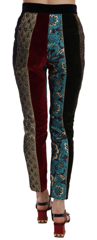 Dolce & Gabbana Multicolor Jacquard Cropped Tapered Women's Pants