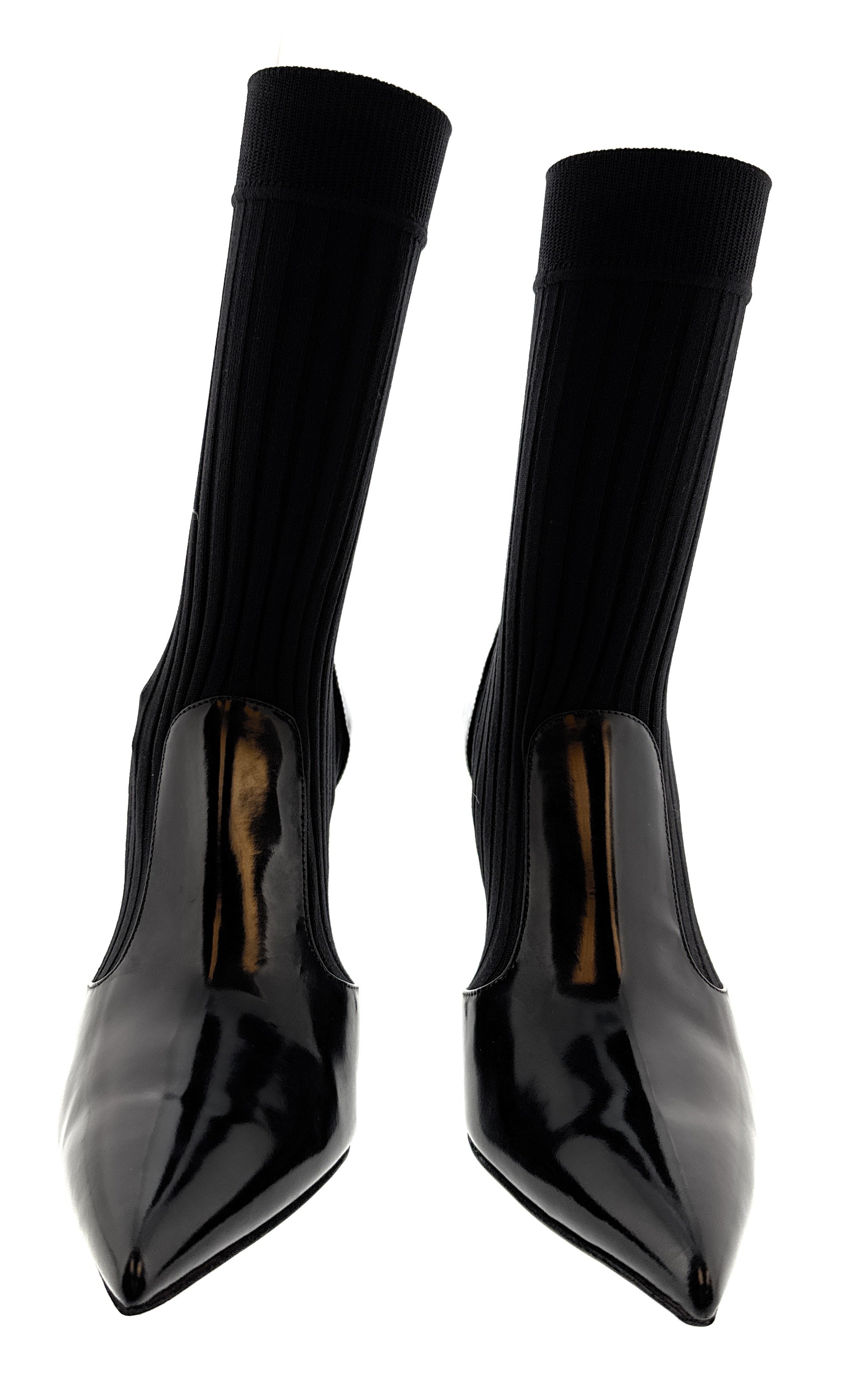 Dolce & Gabbana Black Patent Sock-Style Ankle Boots -EU37.5