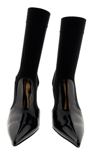 Dolce & Gabbana Black Patent Sock-Style Ankle Boots -EU37.5