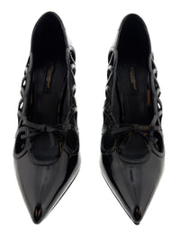 Dolce & Gabbana Black Glossy Patent Cut Out Heels-EU40