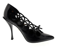 Dolce & Gabbana Black Glossy Patent Cut Out Heels-EU40