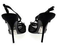 Dolce & Gabbana Black Mesh Slingback – T-Strap Bow Detail Pointed Pumps-41