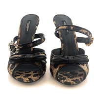 Dolce & Gabbana Brown Raffia Jewelled Stiletto Heel Slides-37