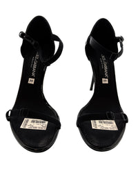 Dolce & Gabbana Black Calfskin Stiletto Sandals – Open-Toe Strappy Heels-39