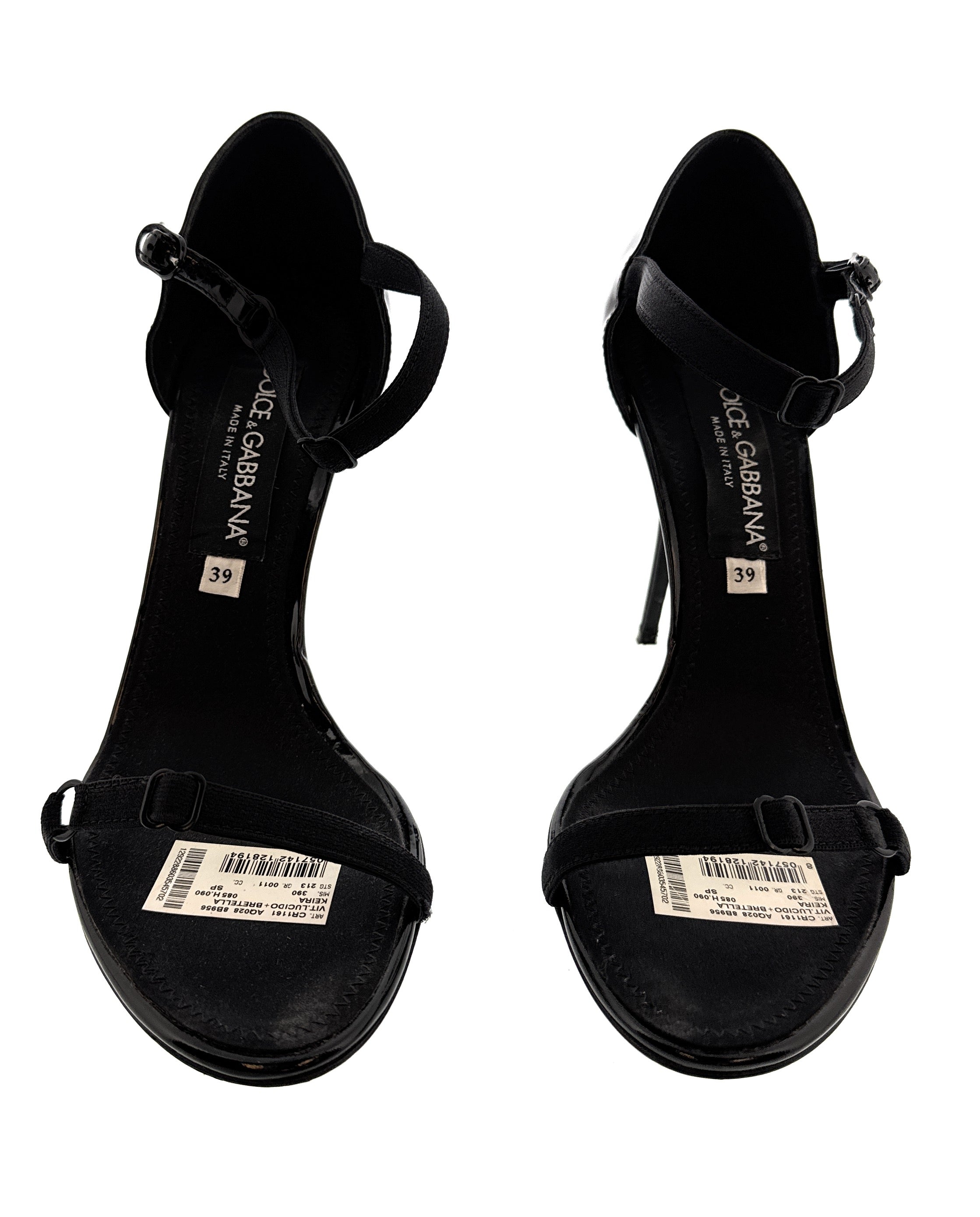Dolce & Gabbana Black Calfskin Stiletto Sandals – Open-Toe Strappy Heels-39