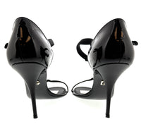 Dolce & Gabbana Black Calfskin Stiletto Sandals – Open-Toe Strappy Heels-39