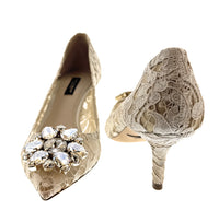 Dolce & Gabbana Ivory Floral Lace Kitten Heels-EU35