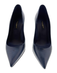 Dolce & Gabbana Navy Sleek Embossed Leather Classic Pumps-EU35