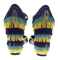 Dolce & Gabbana Multicolor Gold Rainbow SequinFringe Block Heels-EU37