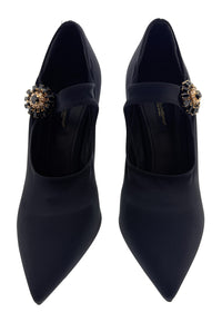 Dolce & Gabbana Black Jersey Pointed Toe Pumps-EU37