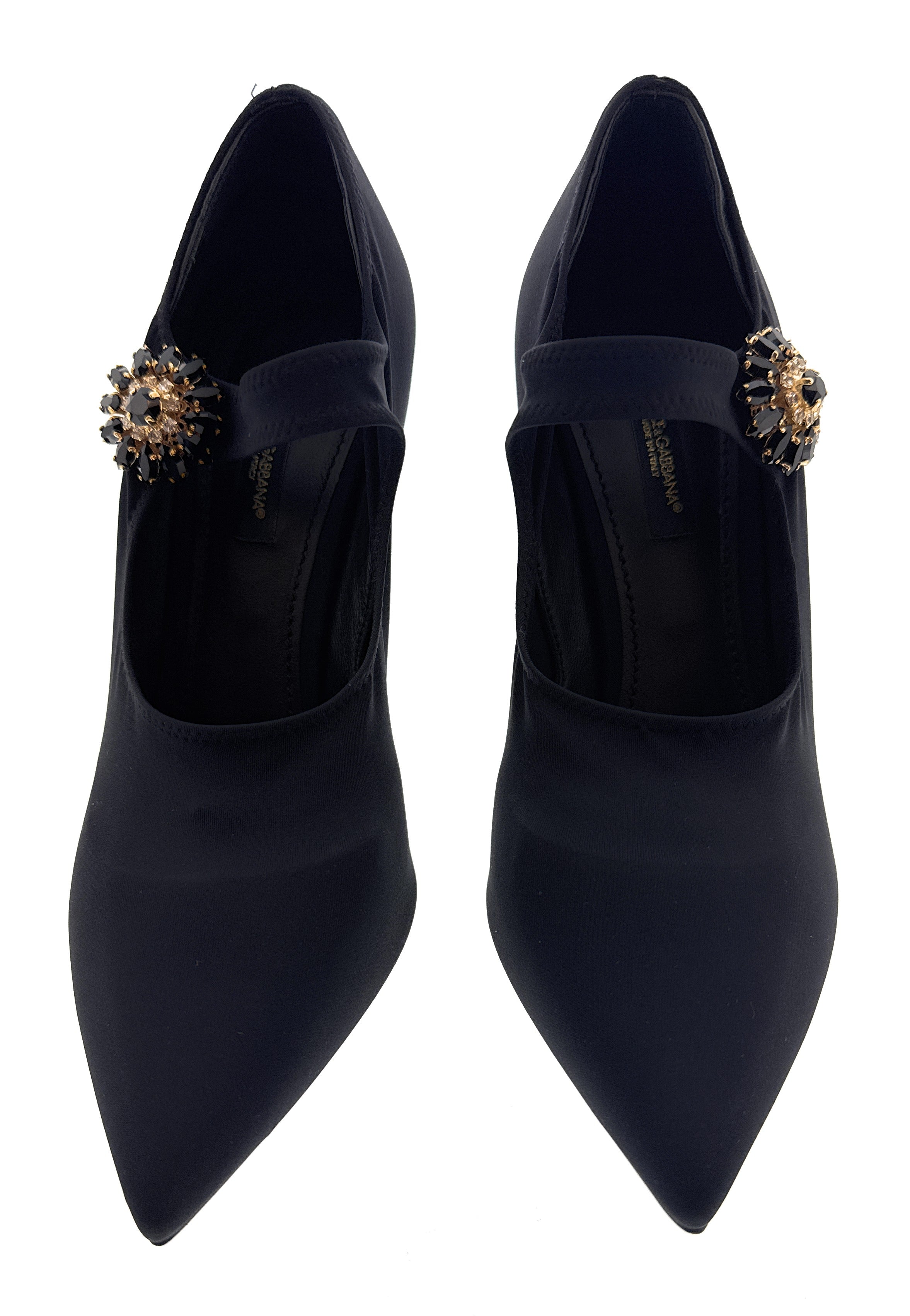 Dolce & Gabbana Black Jersey Pointed Toe Pumps-EU37