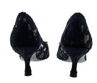 Dolce & Gabbana Deep Navy Floral Lace Kitten Heels