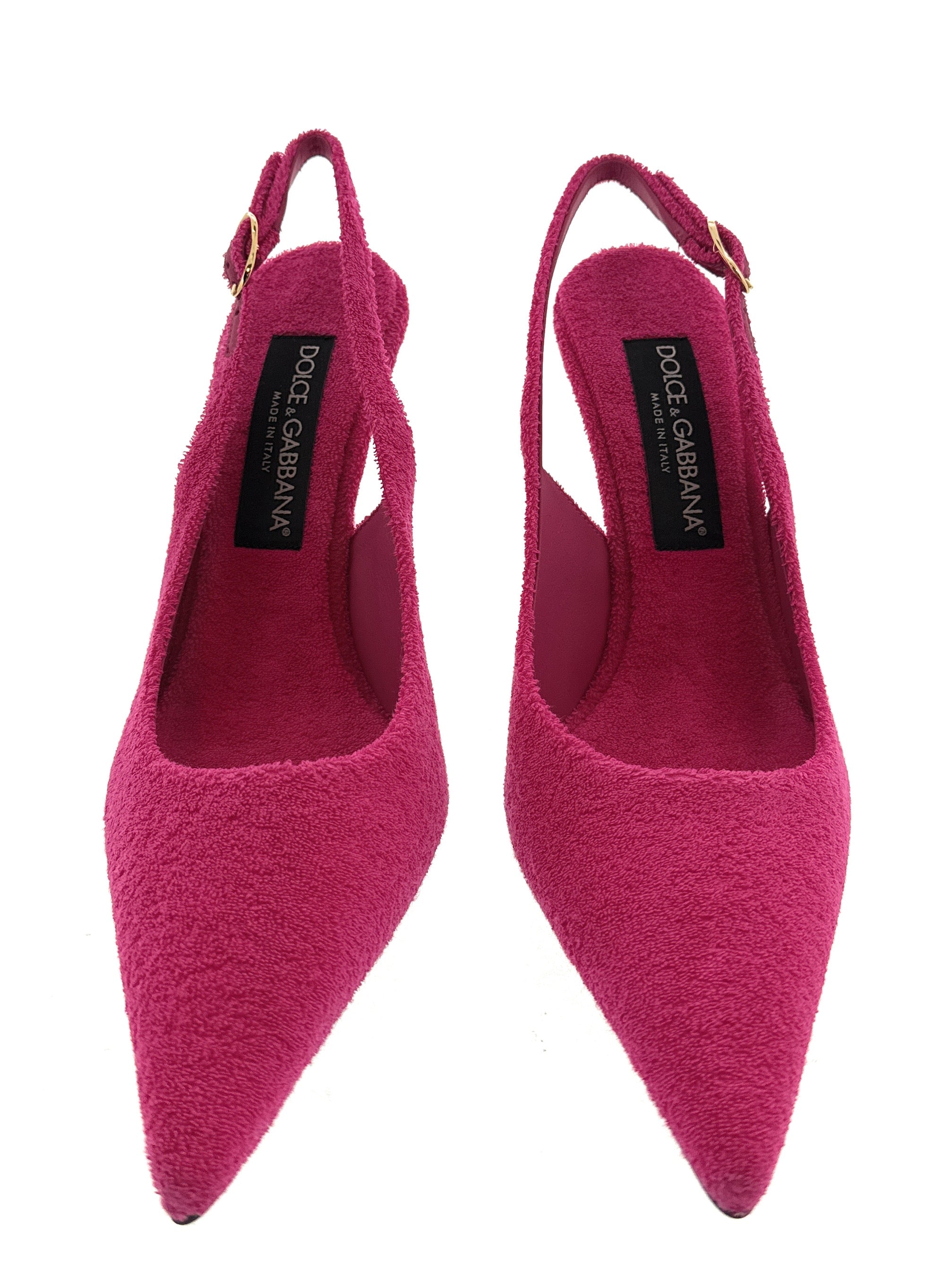 Dolce & Gabbana Fuchsia Suede Slingback Stiletto Pumps