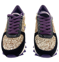 Dolce & Gabbana Black/Gold Glitter Lace Up Low Top Sneakers-EU36.5