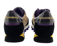 Dolce & Gabbana Black/Gold Glitter Lace Up Low Top Sneakers-EU36.5