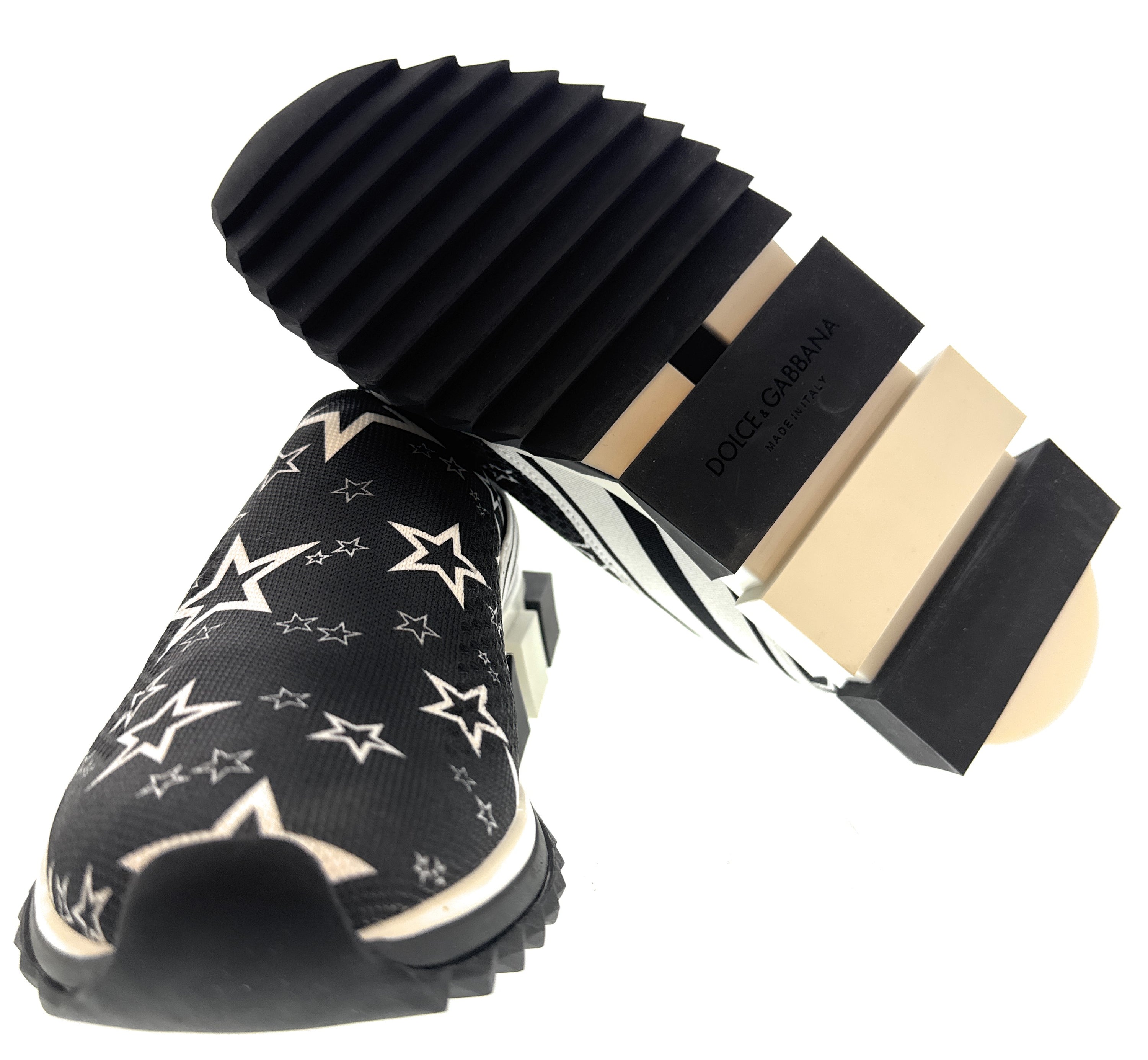 Dolce & Gabbana Fancy Black StarKnit Slip On Sneakers-EU36