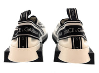 Dolce & Gabbana White/Black Logo Knit Slip On Sneakers-EU36